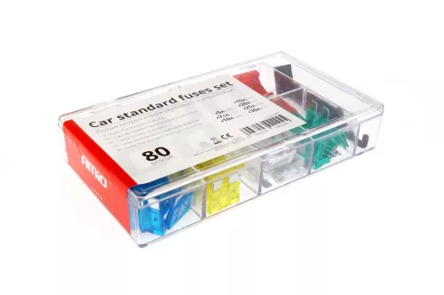 AMiO autós késes biztosítékok standard doboz 80 db vegyes (02224)