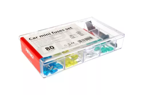 AMiO autós késes biztosítékok mini doboz 80 db vegyes (02225)