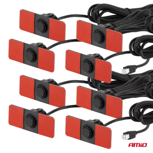 AMiO parkolást segítő rendszer LED 8 érzékelő fekete belső rögzítésű 16,5mm (02256)