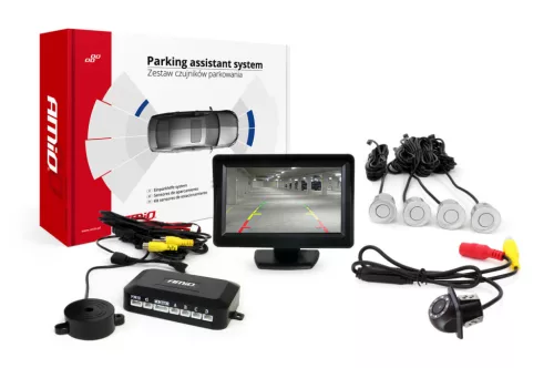 AMiO parkolást segítő rendszer TFT01 4,3" – HD-305 LED 4 érzékelők ezüst (02261)