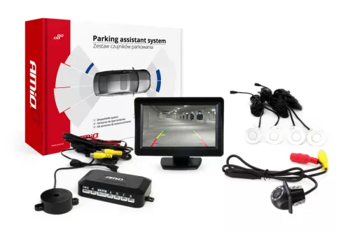 AMiO parkolást segítő rendszer TFT01 4,3" – HD-305 LED 4 érzékelők fehér (02262)