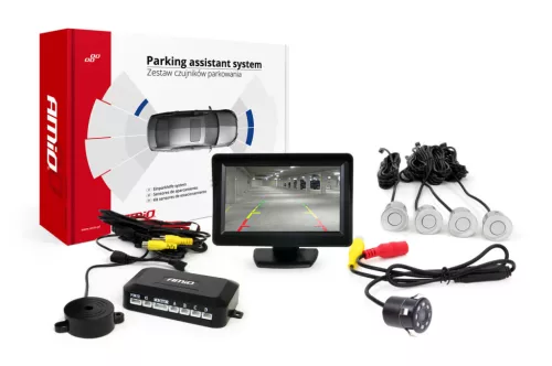 AMiO parkolást segítő rendszer TFT01 4,3" – HD-307-IR 4 érzékelők ezüst (02266)