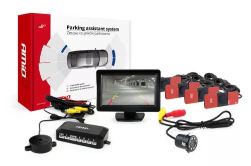 AMiO parkolást segítő rendszer TFT01 4,3" – HD 315 LED 4 érzékelők fekete belső rögzítésű (02270)