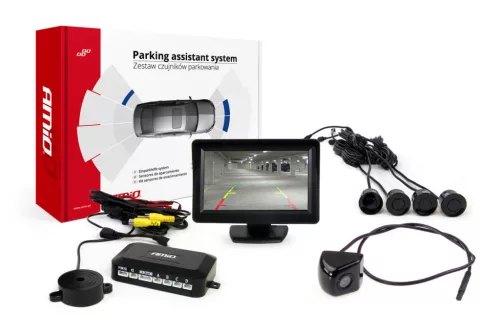 AMiO parkolást segítő rendszer TFT01 4,3" – HD-310 4 érzékelők fekete (02271)