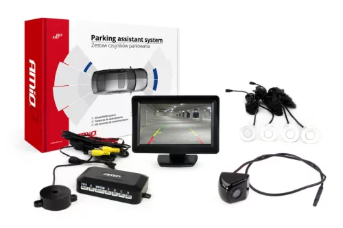 AMiO parkolást segítő rendszer TFT01 4,3" – HD-310 4 érzékelők fehér (02273)