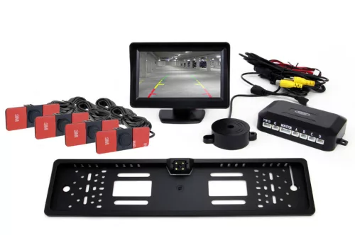 AMiO parkolást segítő rendszer TFT01 4,3" – CAM-402 LED 4 érzékelők fekete belső rögzítésű (02276)