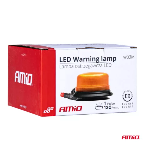 AMiO LED-es figyelmeztető lámpa W03M mágneses R65 R10 36LED 12/24V IP56 (02295)