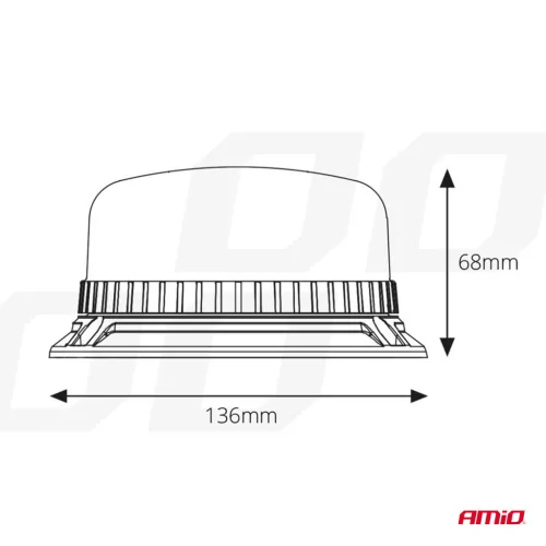 AMiO LED-es figyelmeztető lámpa 36 LED rögzítőcsavarok R65 R10 12V 24V W03b (02296)
