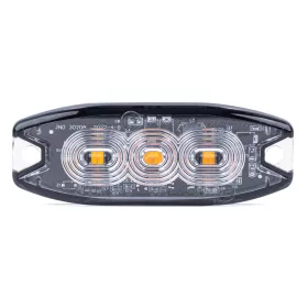   AMiO keskeny, hűtőrácsba szerelhető borostyánsárga LED-villogó, 3×3 W, R65/R10, 12/24 V, IP67 (02297)