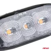 AMiO keskeny, hűtőrácsba szerelhető borostyánsárga LED-villogó, 3×3 W, R65/R10, 12/24 V, IP67 (02297)