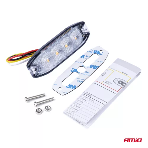 AMiO LED-es figyelmeztető lámpa 4 LED R65 R10 12-24V (02298)