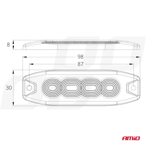 AMiO LED-es figyelmeztető lámpa 4 LED R65 R10 12-24V (02298)