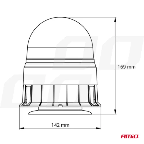 AMiO figyelmeztető lámpa W02M mágneses R65 R10 39LED 12/24V IP56 (02300)