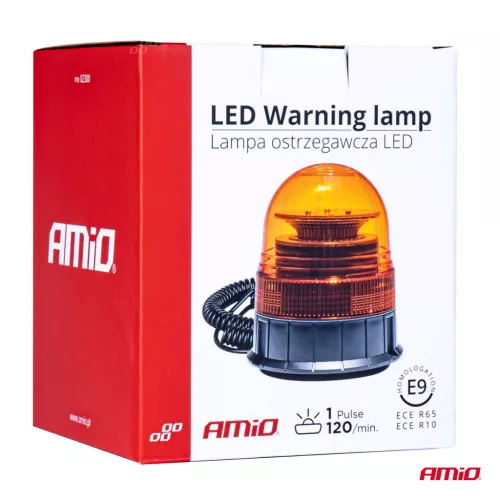 AMiO figyelmeztető lámpa W02M mágneses R65 R10 39LED 12/24V IP56 (02300)