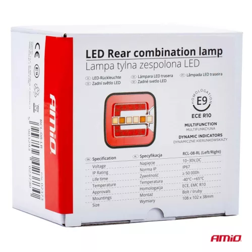AMiO Hátsó kombinált LED-lámpa RCL-08-LR dinamikus bal/jobb (02373)