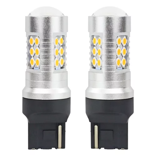 AMiO LED CANBUS 3030 24SMD T20 7440 WY21W borostyánsárga 12V/24V (02393)