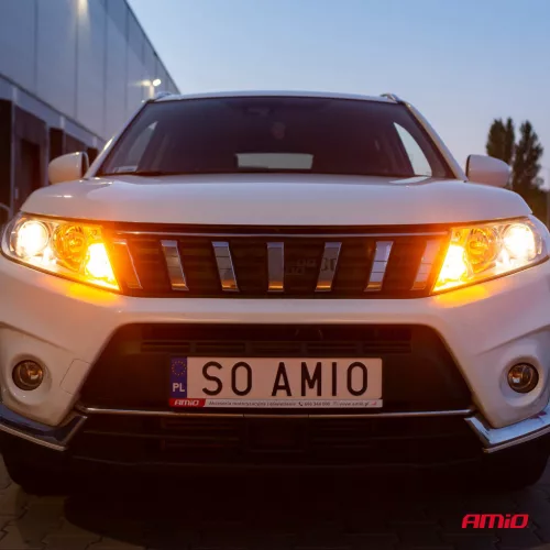 AMiO LED CANBUS 3030 24SMD T20 7440 WY21W borostyánsárga 12V/24V (02393)