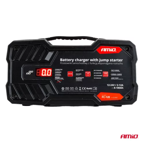 AMiO akkumulátortöltő 12A 12/24V – indításrásegítő 12V 75 a (02400)