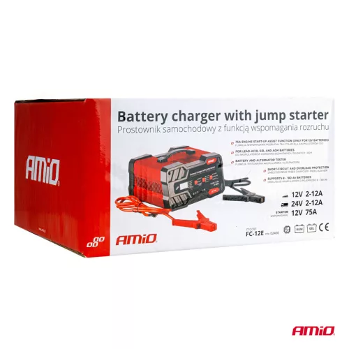 AMiO akkumulátortöltő 12A 12/24V – indításrásegítő 12V 75 a (02400)