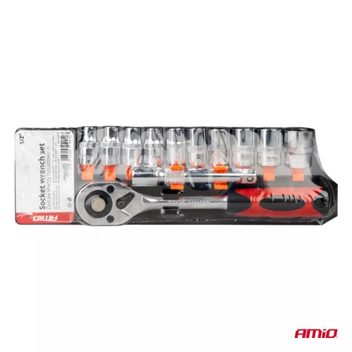AMiO metrikus racsnis dugókulcskészlet, 11 részes, 1/2 hüvelyk, 10–24 mm (02412)
