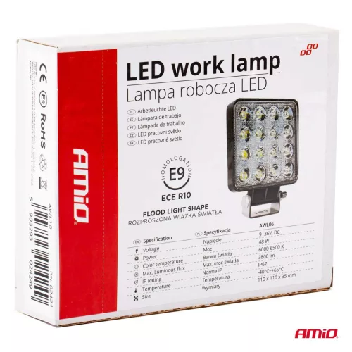 AMiO munkalámpa AWL10 16LED szórt fényű 9-36V (02424)