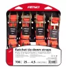 AMiO racsnis rakományrögzítő heveder készlet 700kg 25mm 4,5m 4 db BELT-03 (02496)
