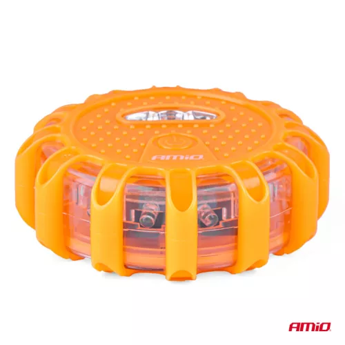 AMiO hordozható LED-es figyelmeztető és szerelőlámpa, 3×AAA, IP65, 12+3 SMD (02499)