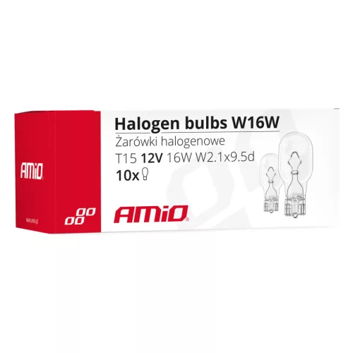 AMiO halogénizzók W16W T15 16W W2.1x9.5d 12V 10 db (02549)