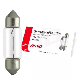 AMiO halogénizzók C10W szofita 41mm 12V 10 db (02557)