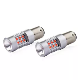   AMiO LED CANBUS 3030 24SMD 1157 BAY15D PR21/5W piros 12V/24V (02579)