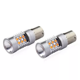   AMiO Żarówki LED CANBUS 3030 24SMD 1156 BAU15S PY21W borostyánsárga 12V/24V (02580)