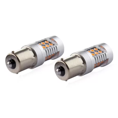 AMiO Żarówki LED CANBUS 3030 24SMD 1156 BAU15S PY21W borostyánsárga 12V/24V (02580)