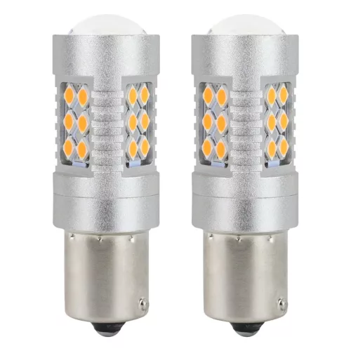 AMiO Żarówki LED CANBUS 3030 24SMD 1156 BAU15S PY21W borostyánsárga 12V/24V (02580)