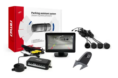 AMiO parkolást segítő rendszer TFT01 4,3" – HD-502-IR 4 érzékelők fekete (02671)