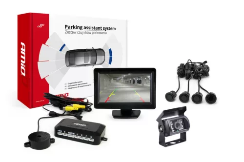 AMiO parkolást segítő rendszer TFT01 4,3" – HD-501-IR 4 érzékelők fekete "GOLD" (02672)