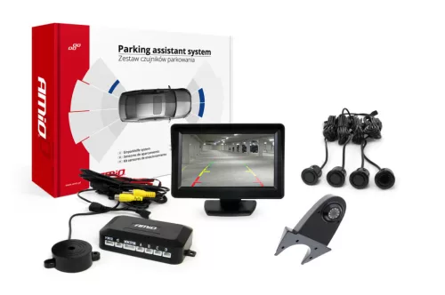 AMiO parkolást segítő rendszer TFT01 4,3" – HD-502-IR 4 érzékelők fekete "GOLD" (02673)