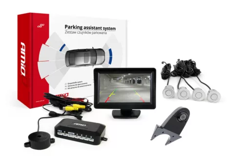 AMiO parkolást segítő rendszer TFT01 4,3" – HD-502-IR 4 érzékelők ezüst (02677)