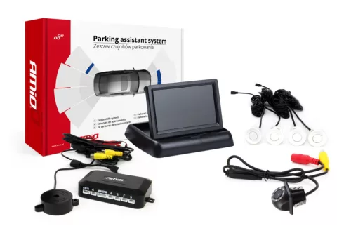 AMiO parkolást segítő rendszer TFT02 4,3" – HD-305-LED 4 érzékelők fehér (02679)