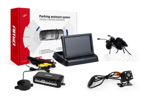 AMiO parkolást segítő rendszer TFT02 4,3" – HD-315-LED 4 érzékelők fehér (02683)