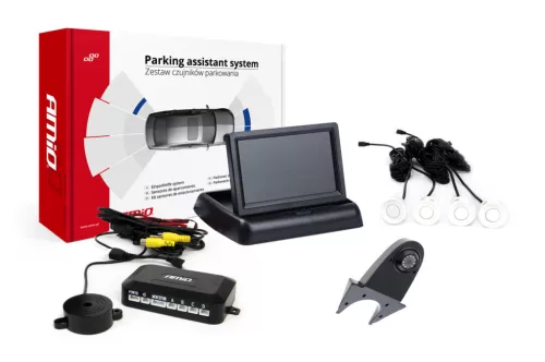 AMiO parkolást segítő rendszer TFT02 4,3" – HD-502-IR 4 érzékelők fehér (02686)