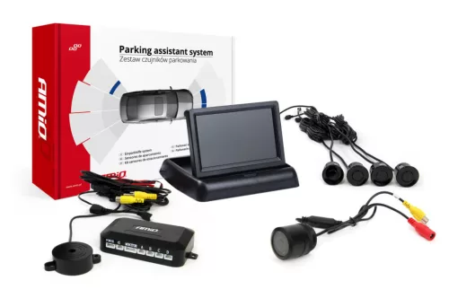 AMiO parkolást segítő rendszer TFT02 4,3" – HD-301-IR 4 érzékelők fekete (02687)