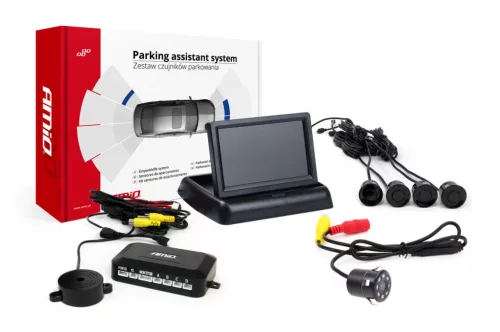 AMiO parkolást segítő rendszer TFT02 4,3" – HD-307-IR 4 érzékelők fekete (02689)