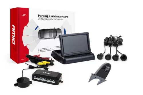 AMiO parkolást segítő rendszer TFT02 4,3" – HD-502-IR 4 érzékelők fekete "GOLD" (02704)