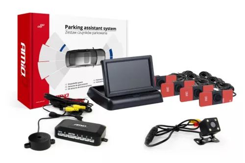 AMiO parkolást segítő rendszer TFT02 4,3" – HD-315-LED 4 érzékelők fekete belső rögzítésű (02710)