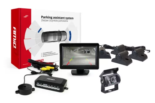 AMiO parkolást segítő rendszer TFT01 4,3" – HD-501-IR 4 érzékelők fekete teherautó (02730)