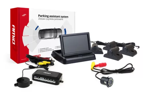 AMiO parkolást segítő rendszer TFT02 4,3" – HD-308-LED 4 érzékelők fekete teherautó (02735)