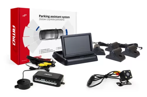 AMiO parkolást segítő rendszer TFT02 4,3" – HD-315-LED 4 érzékelők fekete teherautó (02737)