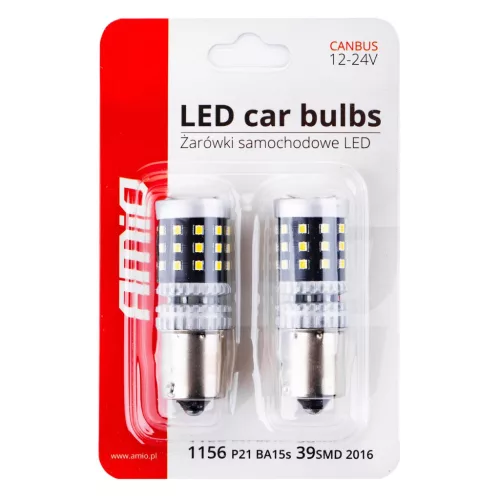 AMiO LED CANBUS 2016 39SMD 1156 BA15S P21W R10W R5W fehér 12V/24V (02799)