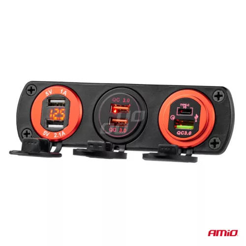 AMiO vízálló telefontöltő 2xUSB 12/24V MOD-04 (02854)