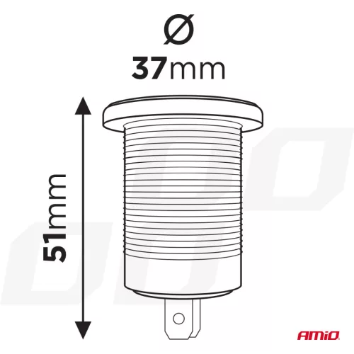 AMiO vízálló telefontöltő – digitális voltmérő 2xUSB 12/24V MOD-06 (02856)